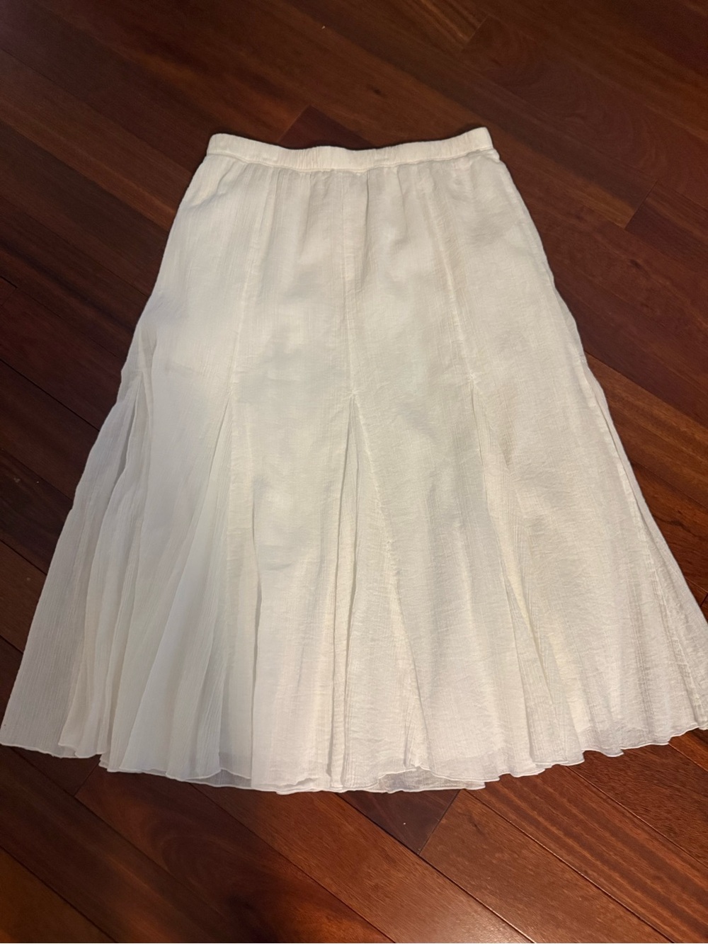 Alfred Dunner White Flowy Gauze Boho Skirt Coastal Resort Lined Cotton Size 14P